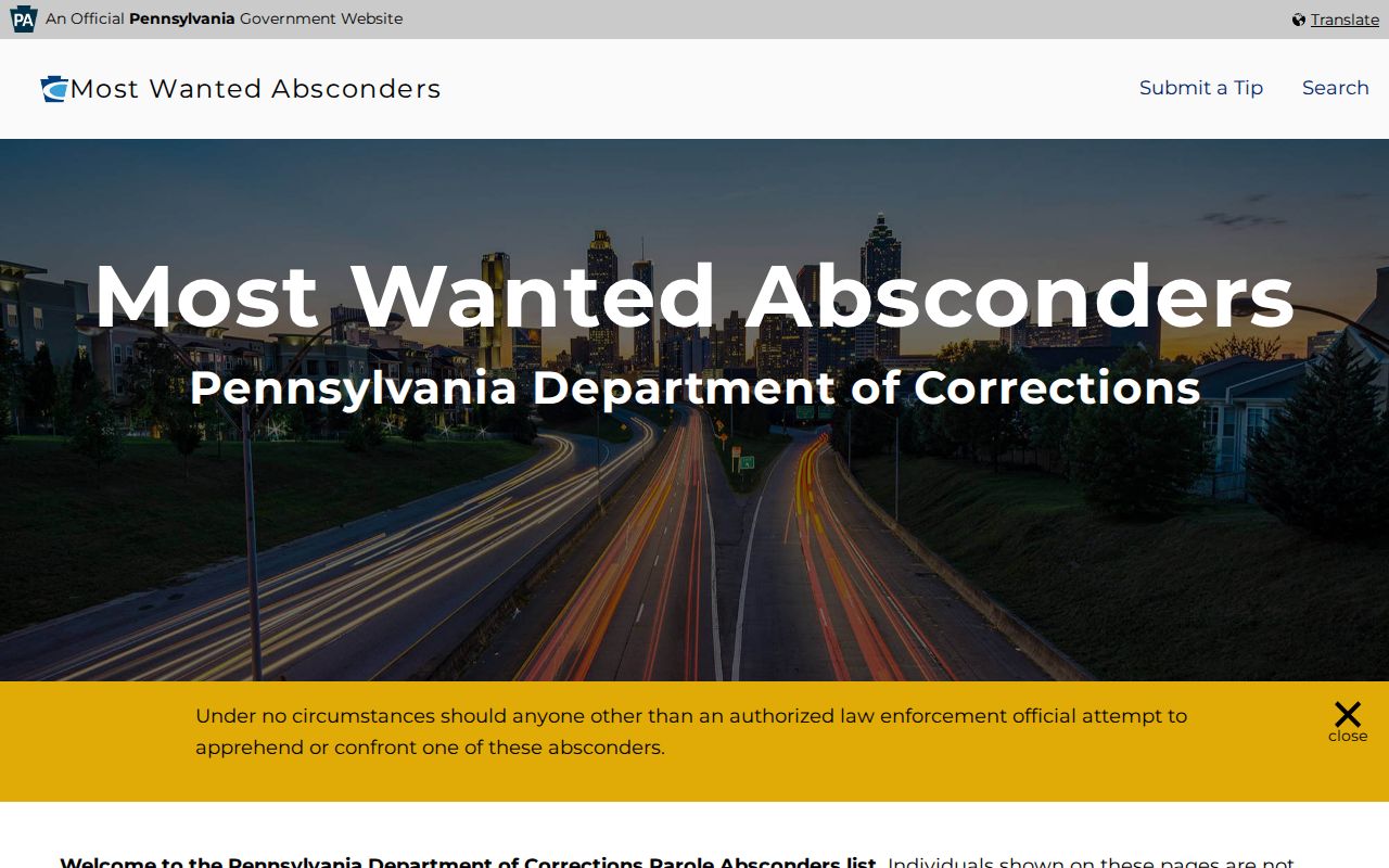 Luzerne County parole absconder search from PA DOC